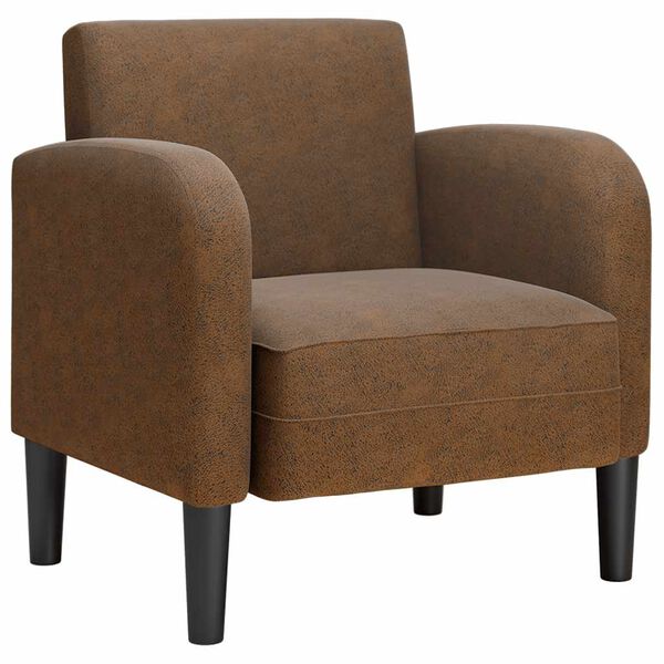 vidaXL Poltrona com apoios de bra&ccedil;os 54 cm couro artificial castanho