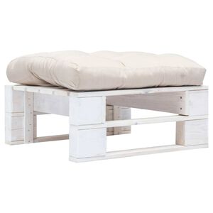 vidaXL Otomano de paletes com almofad&atilde;o cor areia madeira branco