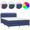 vidaXL Cama box spring c/ colch&atilde;o e LED 140x200 cm tecido azul