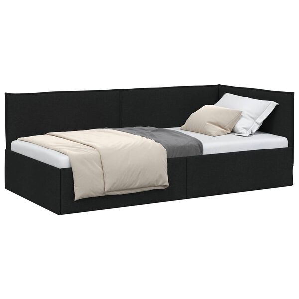 vidaXL Estrutura de Cama de Canto Preto 90 x 190 cm Veludo
