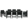 vidaXL Conjunto de Jantar para Jardim 9 pcs Preto A&ccedil;o revestido a p&oacute;