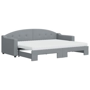 vidaXL Sof&aacute;-cama c/ gavet&atilde;o e colch&otilde;es 80x200 cm tecido cinzento-claro