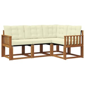 vidaXL Conjunto de Sof&aacute;s para Exterior 4 unid. Natural e Creme