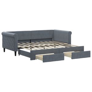 vidaXL Sof&aacute;-cama c/ gavet&atilde;o e gavetas 90x190 cm veludo cinzento-escuro