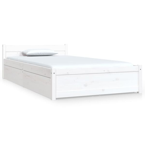 vidaXL Estrutura de cama c/ gavetas 90x200 cm branco