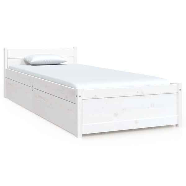 vidaXL Estrutura cama de solteiro pequena c/ gavetas 75x190 cm branco