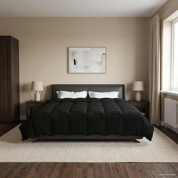 vidaXL Duvet de Ano Inteiro Colchonete Preto 240 x 260 cm Microfibra
