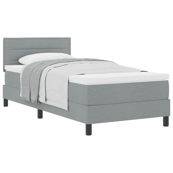 vidaXL Cama Box com colch&atilde;o Cinzento-claro 90 x 190 cm tecido