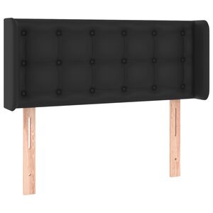 vidaXL Cabeceira de cama c/ abas couro artificial 83x16x78/88 cm preto