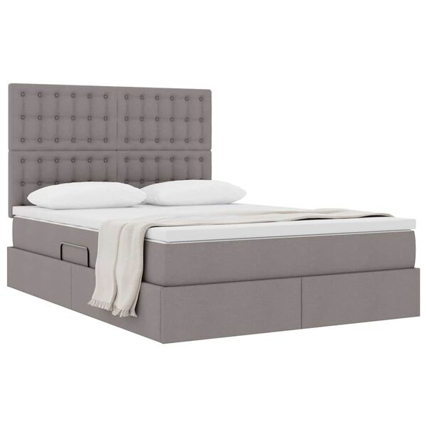 vidaXL Cama com arruma&ccedil;&atilde;o e colch&atilde;o Cinzento-acastanhado 140 x 190 cm