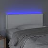 vidaXL Cabeceira de cama c/ LED couro artificial 100x5x78/88 cm branco