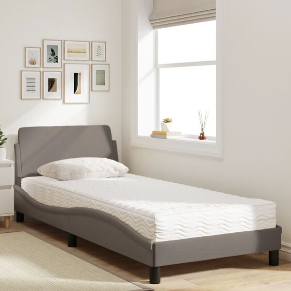 vidaXL Cama com colch&atilde;o Dover 80x200 cm tecido castanho-acinzentado