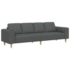 vidaXL Sof&aacute; de Sala de Estar Cinza Escuro 250 x 77 x 76 cm Poli&eacute;ster