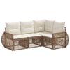 vidaXL Conjunto de Sof&aacute; de Jardim 4 unid. Bege e Branco Creme vime PE