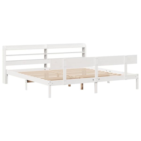 vidaXL Cama sem colch&atilde;o 200x200 cm madeira de pinho maci&ccedil;a branco