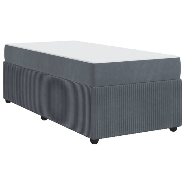 vidaXL Estrutura da Cama com colch&atilde;o Cinza Escuro 90 x 190 cm tecido