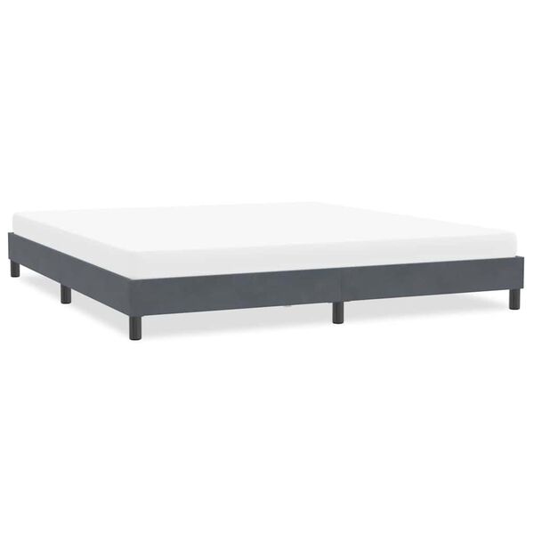 vidaXL Estrutura de cama sem colch&atilde;o 200x220 cm veludo cinzento-escuro