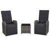 vidaXL 3 pcs conjunto bistr&ocirc; com almofad&otilde;es vime PE cinzento