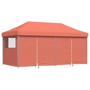 vidaXL Tenda p/ festas pop-up dobr&aacute;vel 4 paredes laterais terracotta