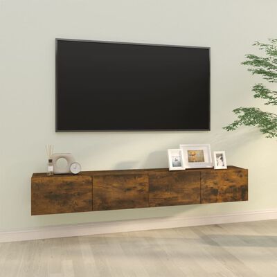 vidaXL Móveis TV parede 2pcs 100x30x30cm derivados madeira cor fumado