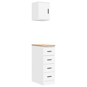 vidaXL Arm&aacute;rios de garagem 2 pcs derivados de madeira branco