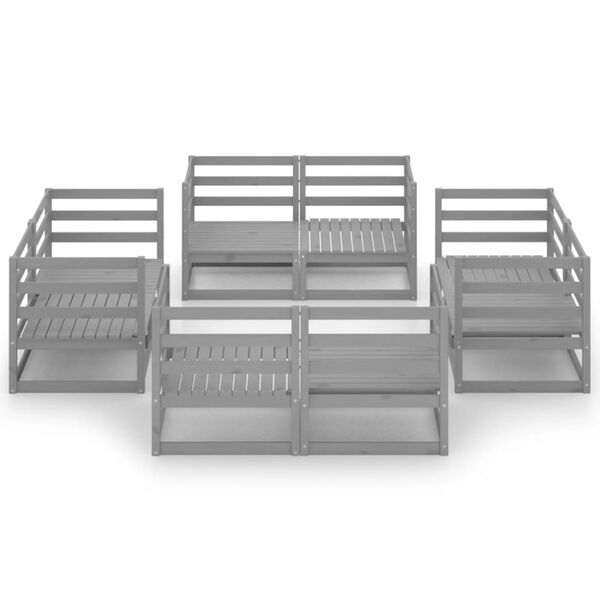 vidaXL 8 pcs conjunto lounge de jardim pinho maciço cinzento