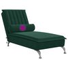 vidaXL Chaise lounge de massagem com rolo tecido verde-escuro