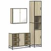 vidaXL 3 pcs conj. m&oacute;veis casa banho derivados madeira carvalho sonoma