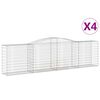 vidaXL Cestos gabi&atilde;o arqueados 4pcs 400x50x100/120cm ferro galvanizado