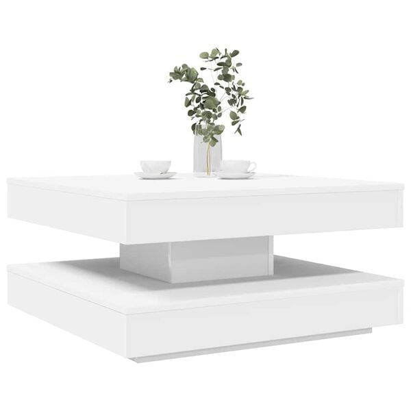 vidaXL Mesa de centro rotativa a 360 graus 70x70x34,5 cm branco