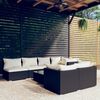 vidaXL 8 pcs conjunto lounge de jardim c/ almofadões vime PE preto