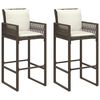vidaXL Bancos de bar para jardim com almofad&otilde;es 2 pcs vime PE castanho