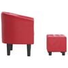 vidaXL Poltrona com apoio de p&eacute;s couro artificial vermelho