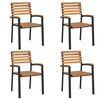 vidaXL Cadeiras de jardim empilh&aacute;veis 4 pcs ac&aacute;cia maci&ccedil;a e metal