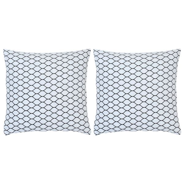 vidaXL Almofadões 2 pcs 40x40 cm algodão estampado preto e branco