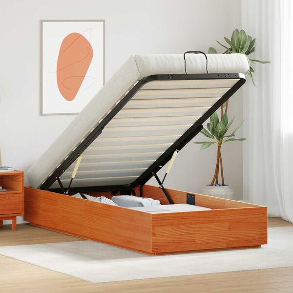 vidaXL Estrutura de Cama Ottoman Castanho Cera 80 x 200 cm