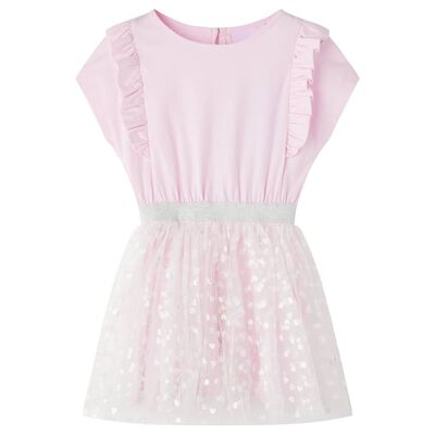 Vestido de criança com folhos rosa-claro 92