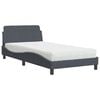 vidaXL Cama com colch&atilde;o Dover 100x200 cm veludo cinzento-escuro