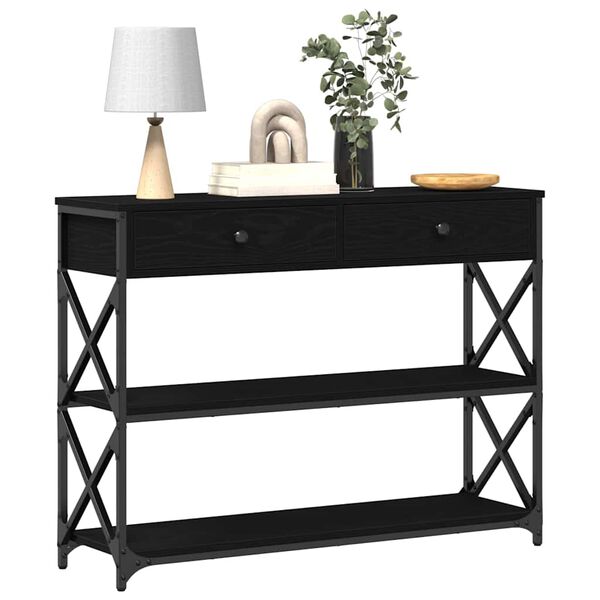 vidaXL Mesa de Console com gaveta Carvalho preto 100 x 28 x 75 cm