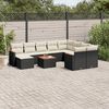vidaXL 11 pcs conjunto sof&aacute;s de jardim c/ almofad&otilde;es vime PE preto