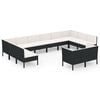 vidaXL 12 pcs conjunto lounge de jardim c/ almofad&otilde;es vime PE preto