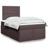 vidaXL Cama boxspring com colch&atilde;o 120x190 cm tecido castanho-escuro