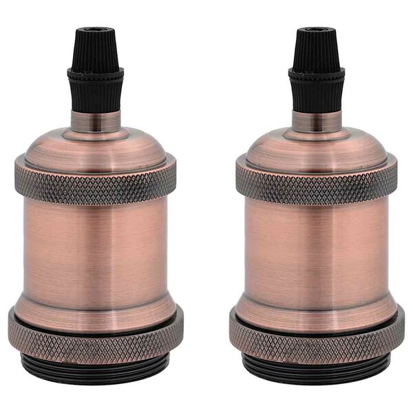 vidaXL Casquilhos de l&acirc;mpadas 2 pcs Bronze vermelho E27