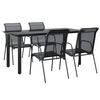 vidaXL 5 pcs conjunto de jantar para jardim a&ccedil;o e textilene preto