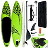 vidaXL Conjunto prancha de paddle SUP insuflável 366x76x15 cm verde