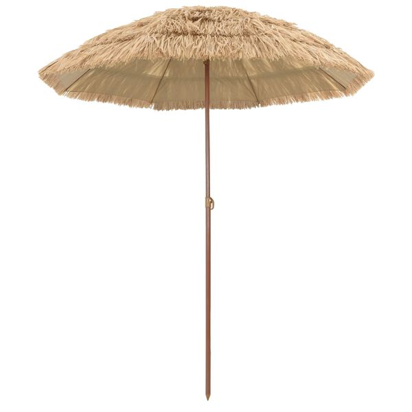 vidaXL Parasol de Praia Natural 255 x 255 x 255 cm Poli&eacute;ster e A&ccedil;o