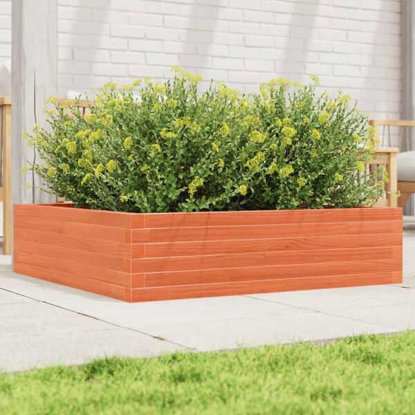 vidaXL Vaso/floreira de jardim 90x90x23 cm pinho maci&ccedil;o castanho mel