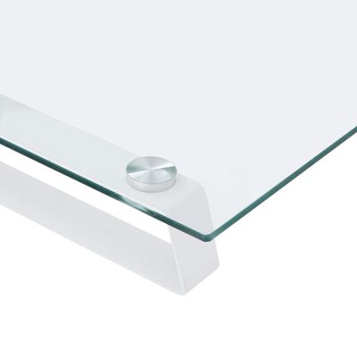 vidaXL Suporte para monitor 40x35x8 cm vidro temperado e metal branco
