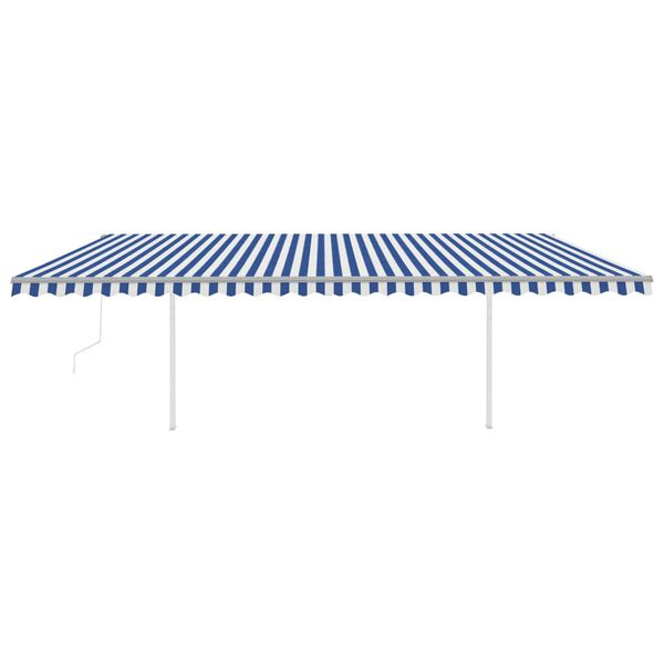 vidaXL Toldo retr&aacute;til autom&aacute;tico com postes 6x3 m azul e branco