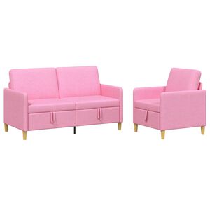 vidaXL Conjunto de Sof&aacute; com Armazenamento 2 unid. Rosa Poli&eacute;ster